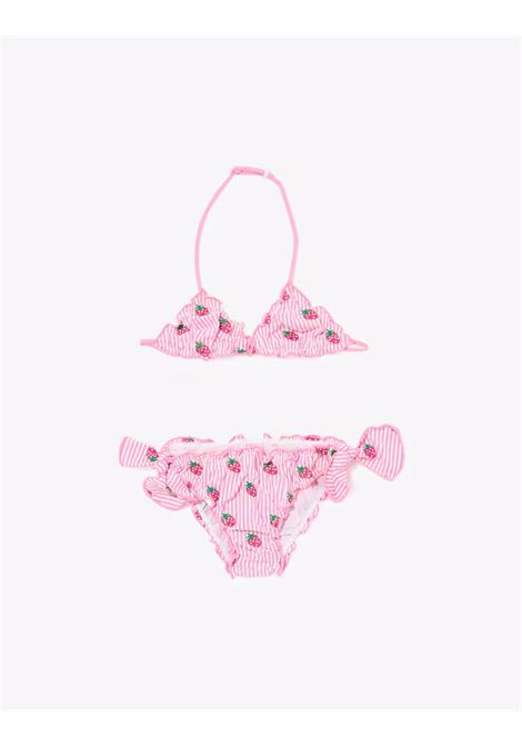 Costume con applicazione SAINT BARTH | CRIS003 CRIS COTTON01430H SEERSUC STRIP STRAW 23D
